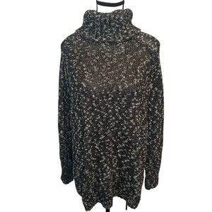 Women’s Lucky Brand BLACK WHITE Turtleneck Pullover Casual Knit Long Sleeve 2X